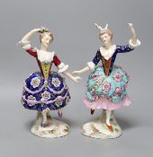A pair of Samson female dancer figurines,tallest 25 cms high,