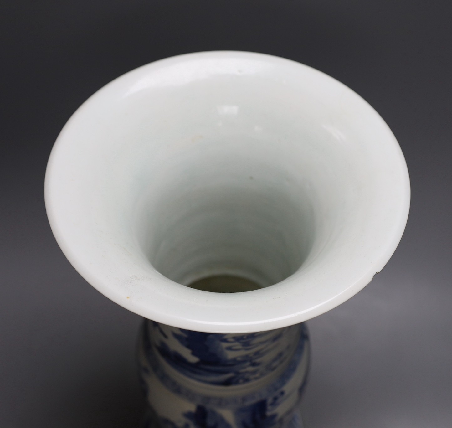A large Chinese blue and white gu vase,46 cms high, - Image 3 of 4