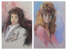Guido Grumeli 'Lucia' and 'La Modella'pastel on cardsigned and dated '9363 x 43cm