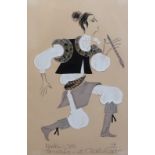 Joyce Conwy Evans 'Nanki- poo, The Mikado at Charterhouse'conté crayon and collagemonogrammed48 x