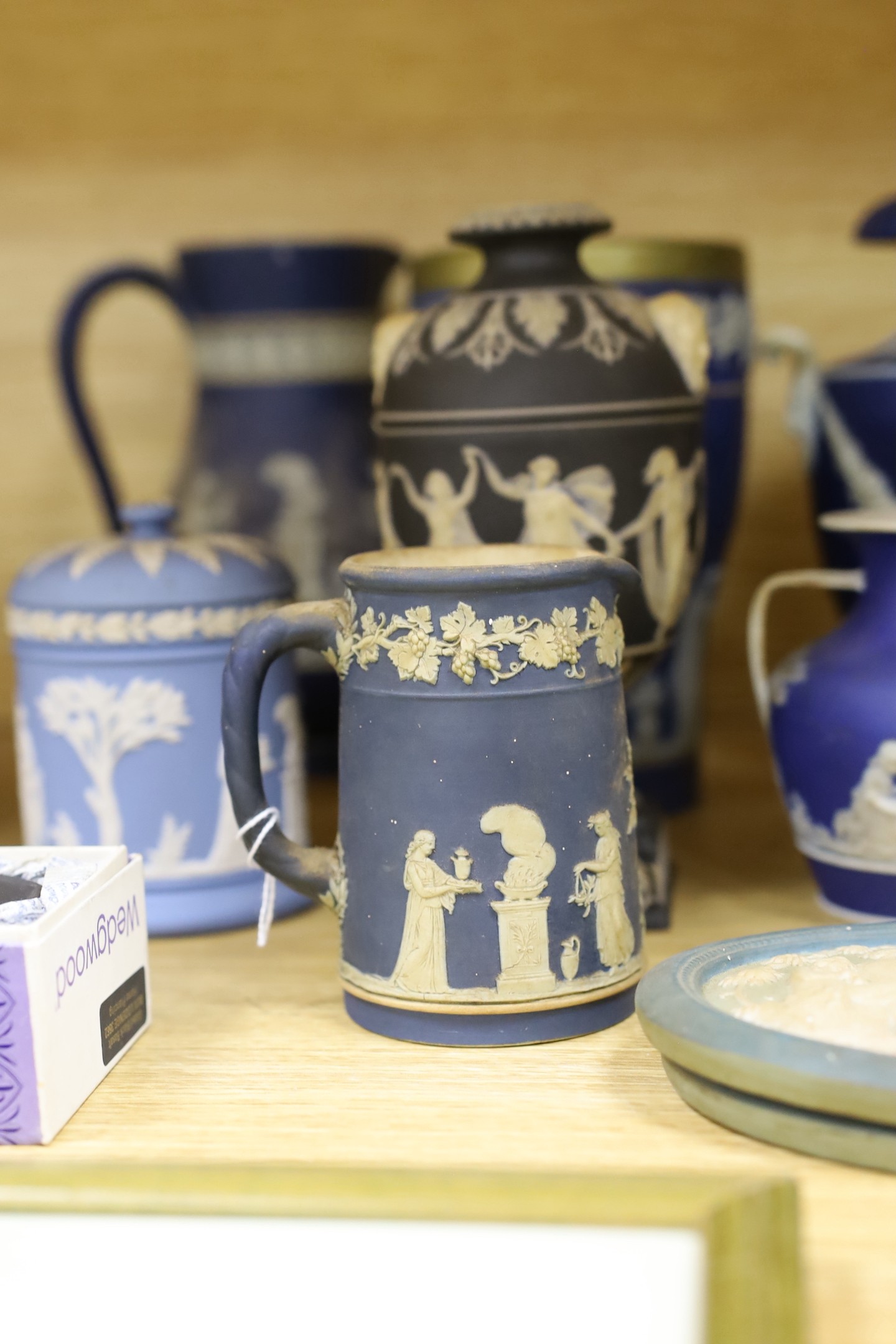 A collection of Victorian and later Jasperware, including a 19th century Wedgwood version of the - Image 4 of 6