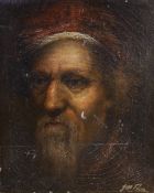 After Rembrandt, 19th century, oil on canvas, portrait of a gentleman, signed indistinctly,