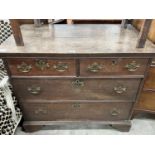 An 18th century oak chest of drawers, width 94cm, depth 55cm, height 80cm