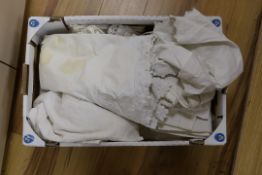 A box of French Provincial linen embroidered pillowcases