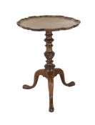 A George III circular mahogany piecrust tripod wine table, diameter 46cm, height 60cm
