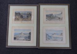 Naive English School, 19th century, four watercolours, depicting St Helena, including Napoleon’s