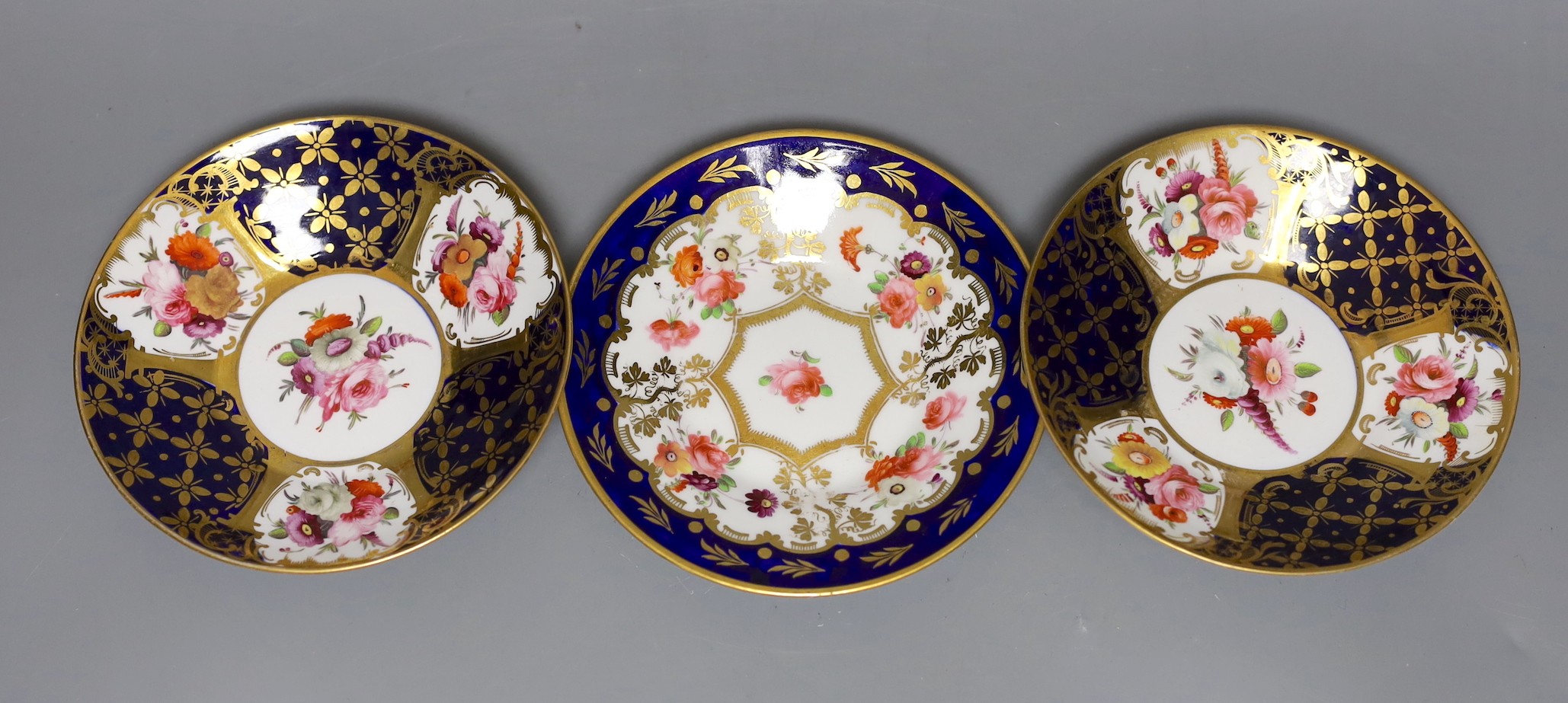 An early 19th century pair of Coalport coffee cups and saucer painted with pattern 793 and a New - Image 5 of 6