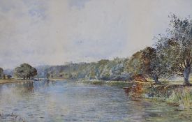 Albert Pollitt (1856-1926), watercolour, 'Prudhoe Castle in the Tyne', signed and dated 1886, 28 x