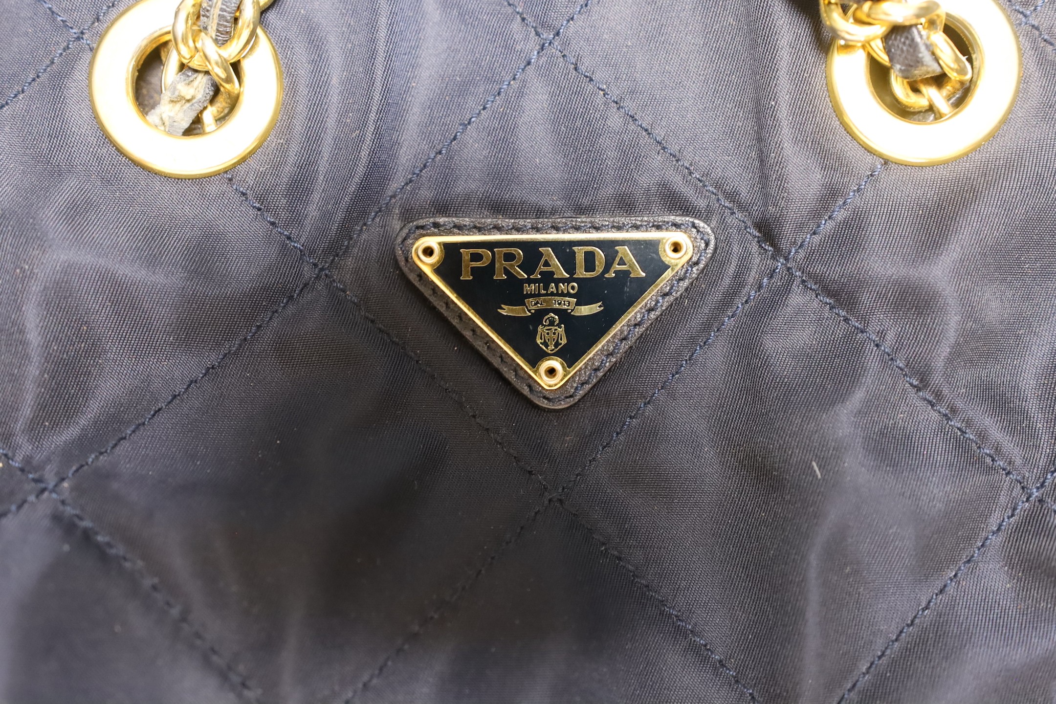 A vintage Prada nylon quilted shoulder bag with blue Prada Certificate of Authenticity, 30cm wide - Image 2 of 5