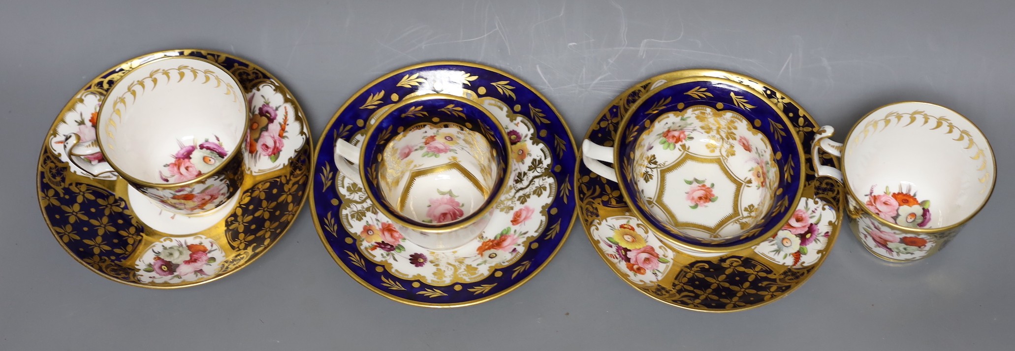 An early 19th century pair of Coalport coffee cups and saucer painted with pattern 793 and a New - Image 3 of 6
