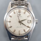 A gentleman's early 1960's stainless steel Omega Seamaster automatic wrist watch, with baton