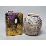 A Donald Tapster limited edition vase, 2/49 and another studio pottery bottle vase,bottle vase 21