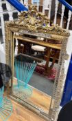 A 19th century French gilt wood and gesso wall mirror, width 74cm, height 118cm