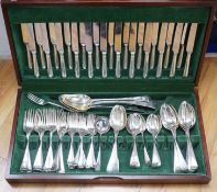 A part canteen of mainly 19th century and later silver cutlery, various patterns, dates and