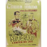 A French S.N.A. full size cinema poster for 'Macao, L’Enfer du Jeu', by Jean Delannoy, 160 x 119cm