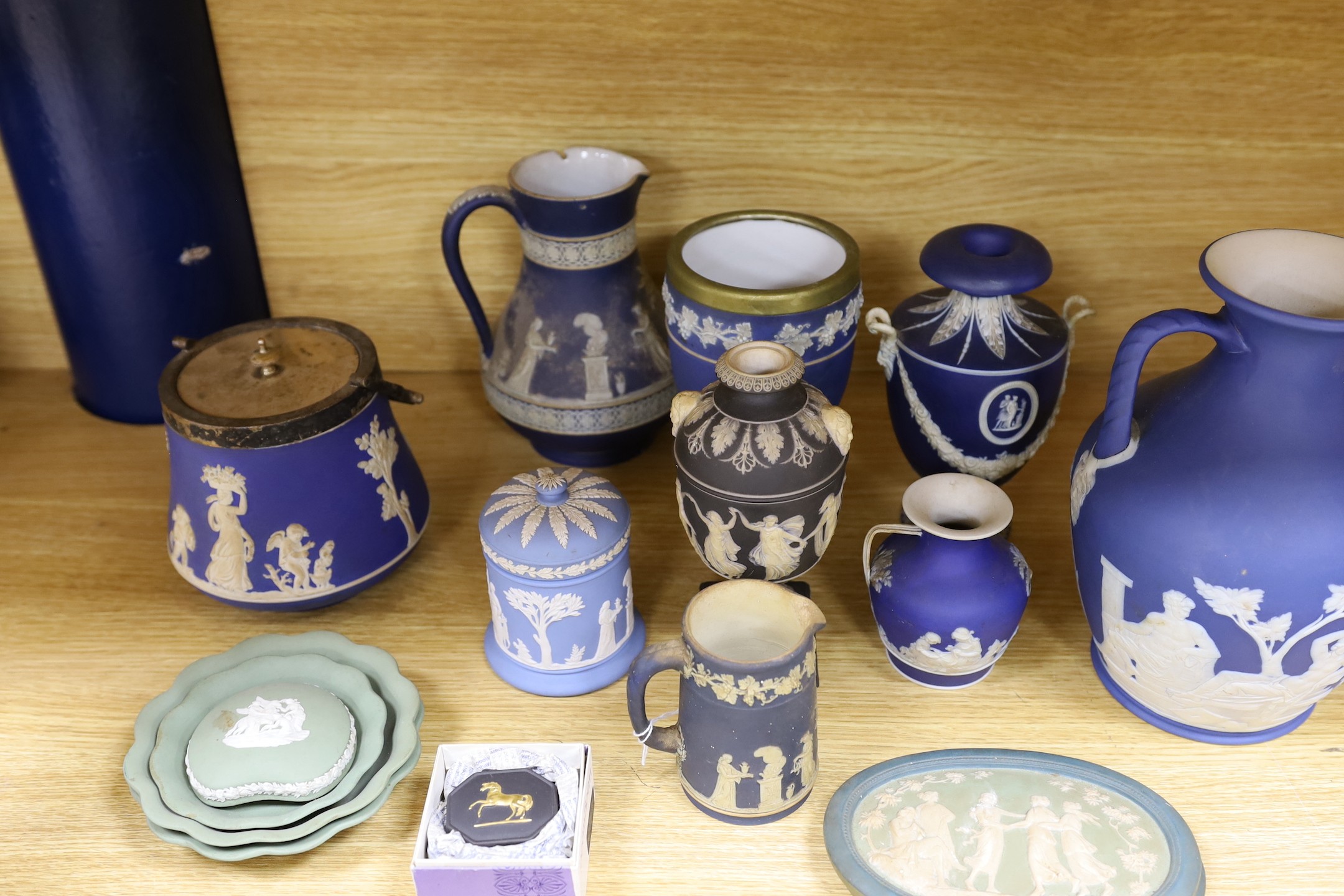 A collection of Victorian and later Jasperware, including a 19th century Wedgwood version of the - Image 5 of 6