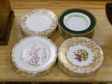 Six Spode fruit dishes, six floral Spode dishes, six Royal Crown Derby "Honeysuckle" pattern