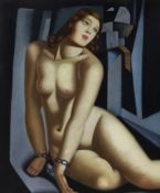 After Tamara de Lempicka (Polish/Russian, 1898-1980), oil on canvas, Chained nude, bears initials,
