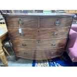 A Regency mahogany bow front chest, width 114cm, depth 56cm, height 104cm