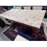 A Victorian style rectangular pine kitchen table, length 182cm, depth 93cm, height 76cm