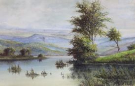 Anton R. Ward, watercolour, River landscape, signed and dated 1917, 27 x 42cm