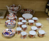 A 19th century English porcelain part tea and coffee set, probably Coalport and a similar Wedgwood