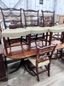A 19th century and later D end extending dining table 176cm extended 1 spare leaf and six George III