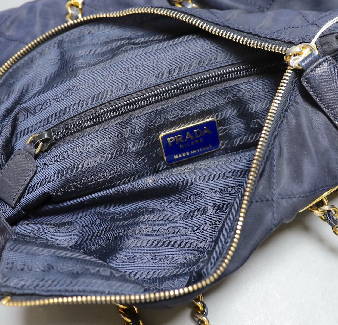 A vintage Prada nylon quilted shoulder bag with blue Prada Certificate of Authenticity, 30cm wide - Image 4 of 5