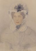 Attributed to George Richmond RA (1809-1896), pencil and watercolour on paper, portrait of a lady in