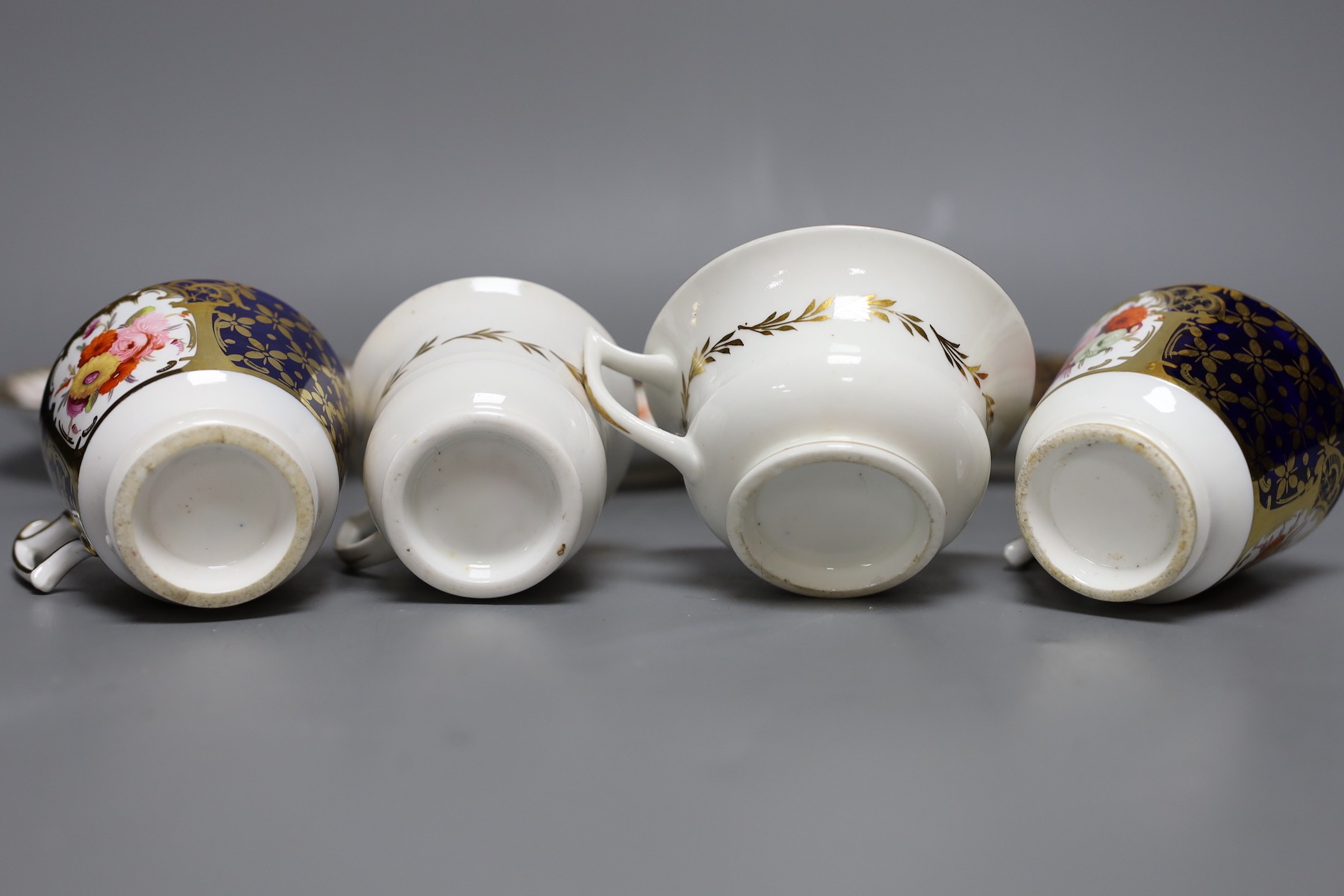An early 19th century pair of Coalport coffee cups and saucer painted with pattern 793 and a New - Image 4 of 6