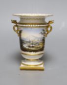 An early 19th c. Flight Barr and Barr Worcester fine spill vase with serpent head handles painted