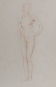 Walter Westley Russell RA (1867-1949), conti drawing, female nude study, 31 x 20cm