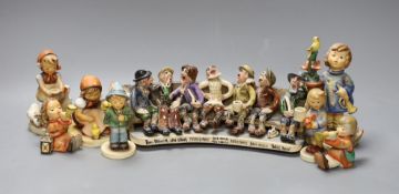 Widecombe Fair, pew group and various Goebel figures,tallest 14 cms high, (8),