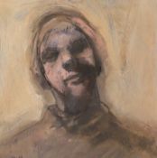 Anthony Scullion (b.1967), oil on paper, Head study, 29 x 29cm