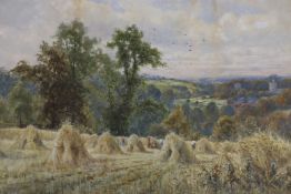 F. Wiggs Kinnaird (1875-1915), watercolour, Harvest field, signed, 49 x 73 cm.