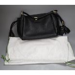 A black leather Longchamp shoulder bag with dust bag,35 cms wide x 21 cms high,