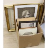 A group of assorted antique and later paintings and prints, including Lewes and Brighton topography,