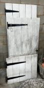 Five assorted Victorian and later painted pine doors, larger width 83cm height 163cm