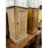 Two Victorian pine bedside cabinets, tallest 80cm