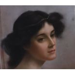 Edwardian School, pastel, Head of a classical beauty, 31 x 36cm