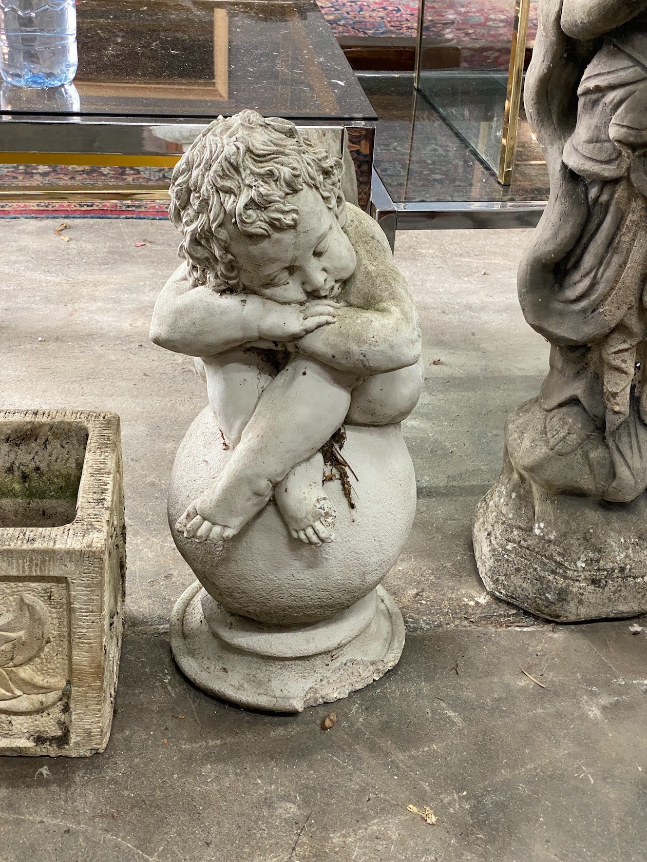 Two reconstituted stone garden statues, larger height 102cm - Image 2 of 3
