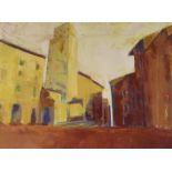 Sue Campion, R.B.A, oil on canvas, Spanish street scene, signed verso, 29 x 40cm