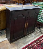 A George III oak two door cabinet top section, width 94cm depth 28cm height 85cm