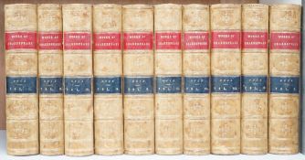 ° ° Works of Shakespeare, 10 volumes, leather bound, 22cms high