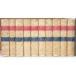 ° ° Works of Shakespeare, 10 volumes, leather bound, 22cms high