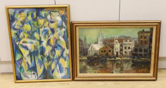 Piotr Mleczko (Polish, 1919-95), oil on canvas, 'River Thames near Hammersmith Bridge' and