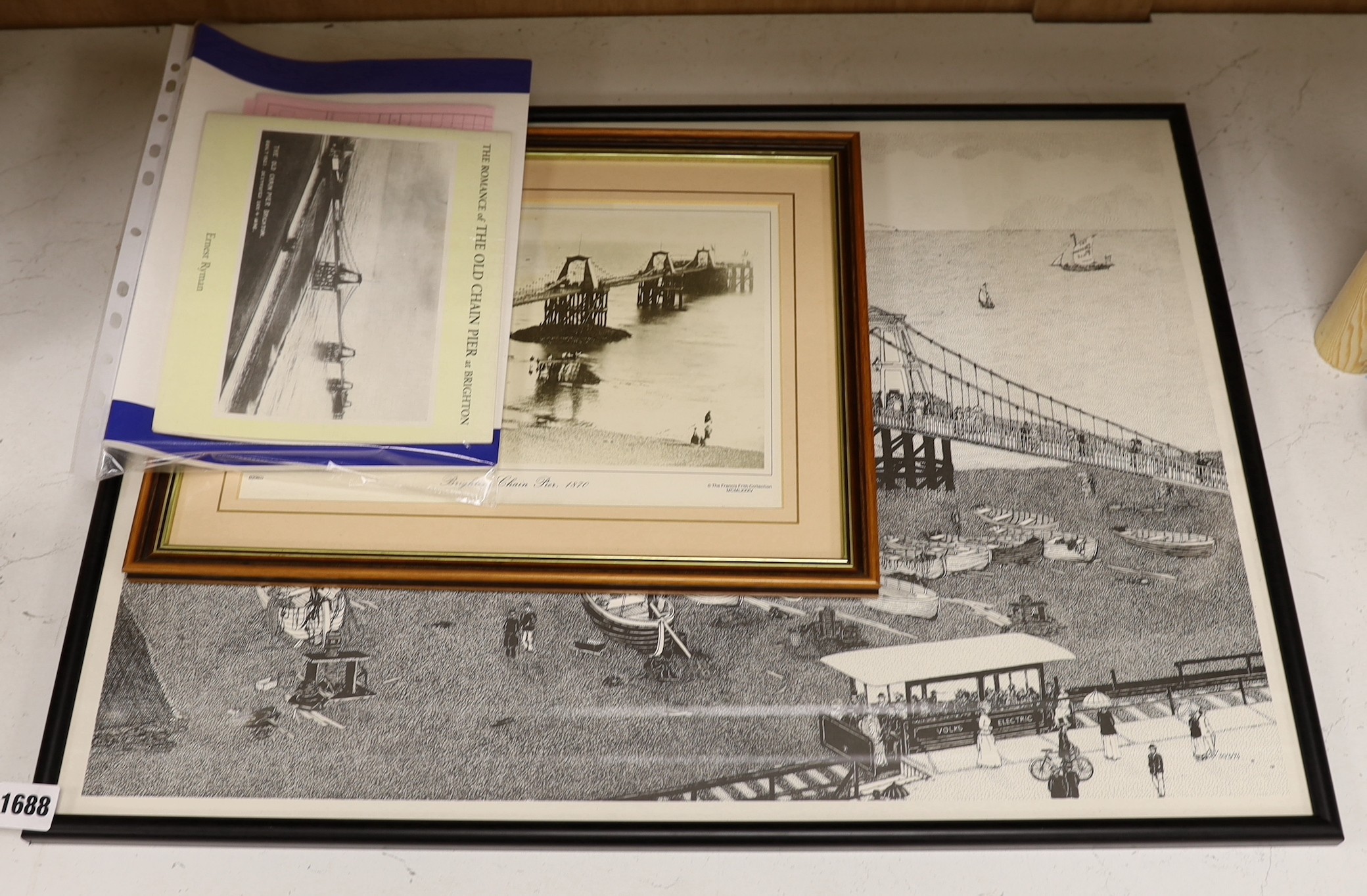Two prints relating to the old chain pier, Brighton, by Laurie Williams and Francis Frith together