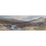 John Shapland (1865-1929), watercolour, 'On The Oakement, Dartmoor', signed, 18 x 53cm