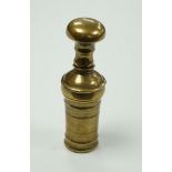 An early 19th century brass travelling pestle and mortar, 11.5cm