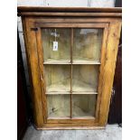 A Victorian pine hanging corner cabinet, width 85cm depth 47cm height 108cm